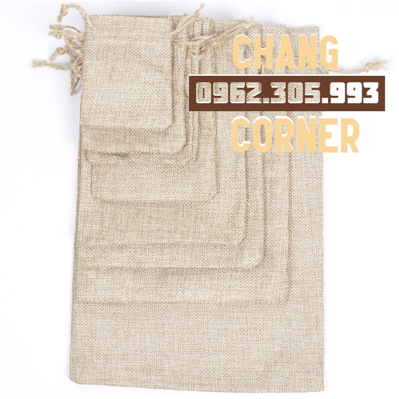 Túi vải bố dây gai rút đựng đồ trang sức cổ điển, hạt cà phê, trà đóng gói túi nhiều size
