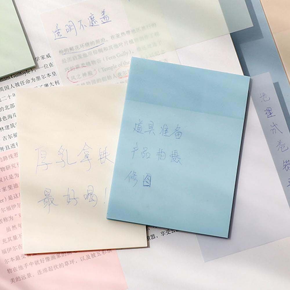 Set 50 Tờ Giấy Ghi Chú 6 Màu Trong Suốt Chống Thấm Nước Tiện Dụng