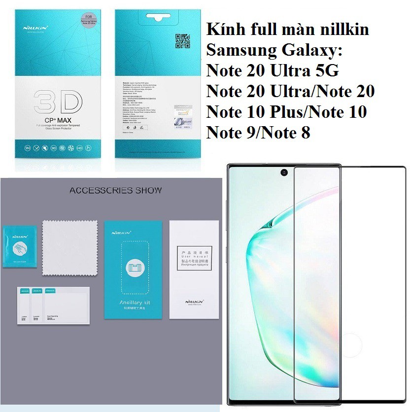 Kính cường lực Nillkin 3D CP+ MAX cho Samsung Galaxy Note 20 Ultra 5G/20 Ultra/20/10 Plus/10/9/8 full màn hình