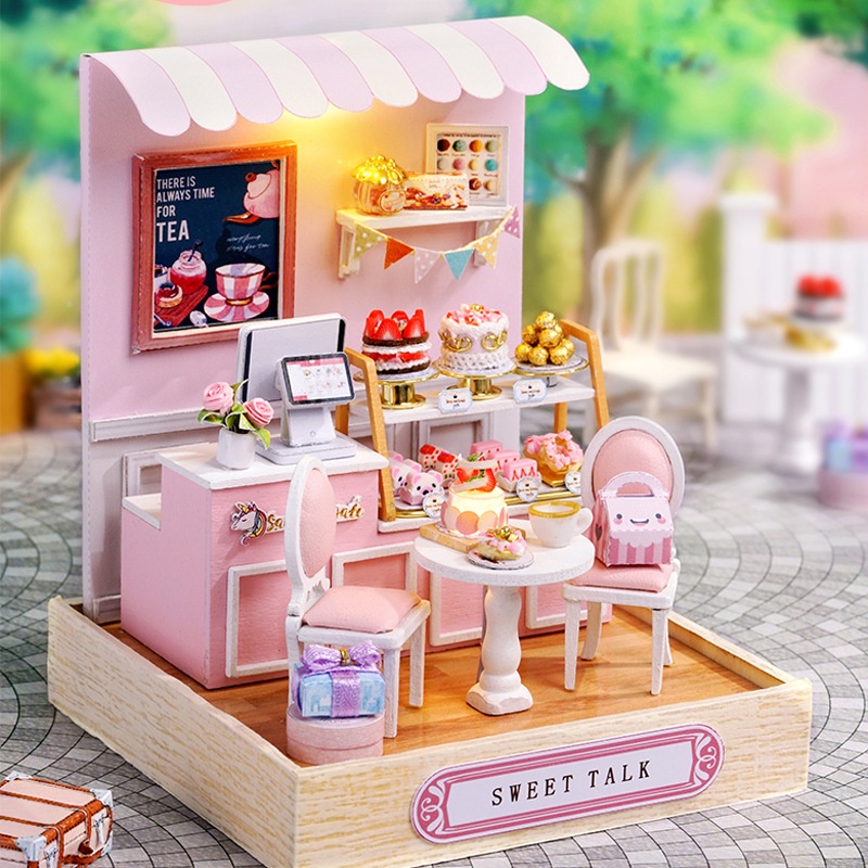 Mô hình nhà búp bê DIY Doll House Miniature_ SWEET TALK _Tặng TẤM CHE BỤI + KEO