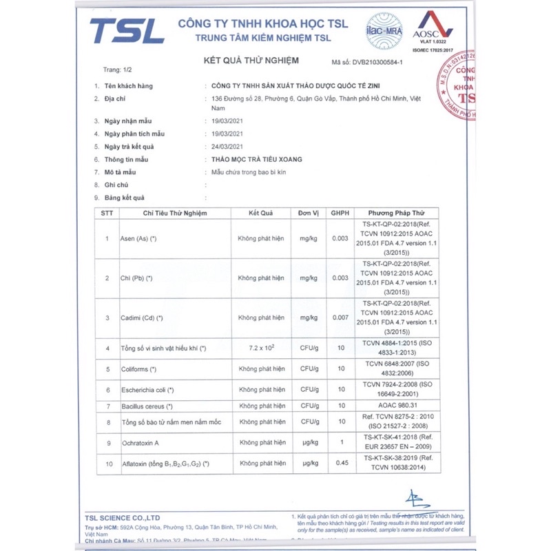 Trà tiêu xoang thảo mộc zn chính hãng