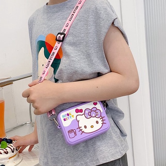 Túi đeo chéo silicon cho bé, túi mini cho bé hình mèo Hello Kitty xinh xắn phong cách Hàn Quốc