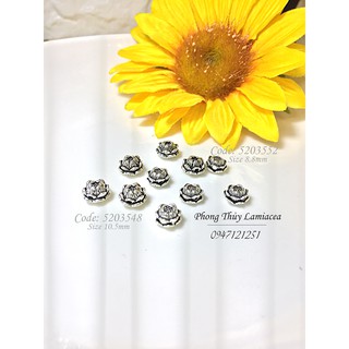 Charm bạc hoa sen nổi kích thước 7.5mm