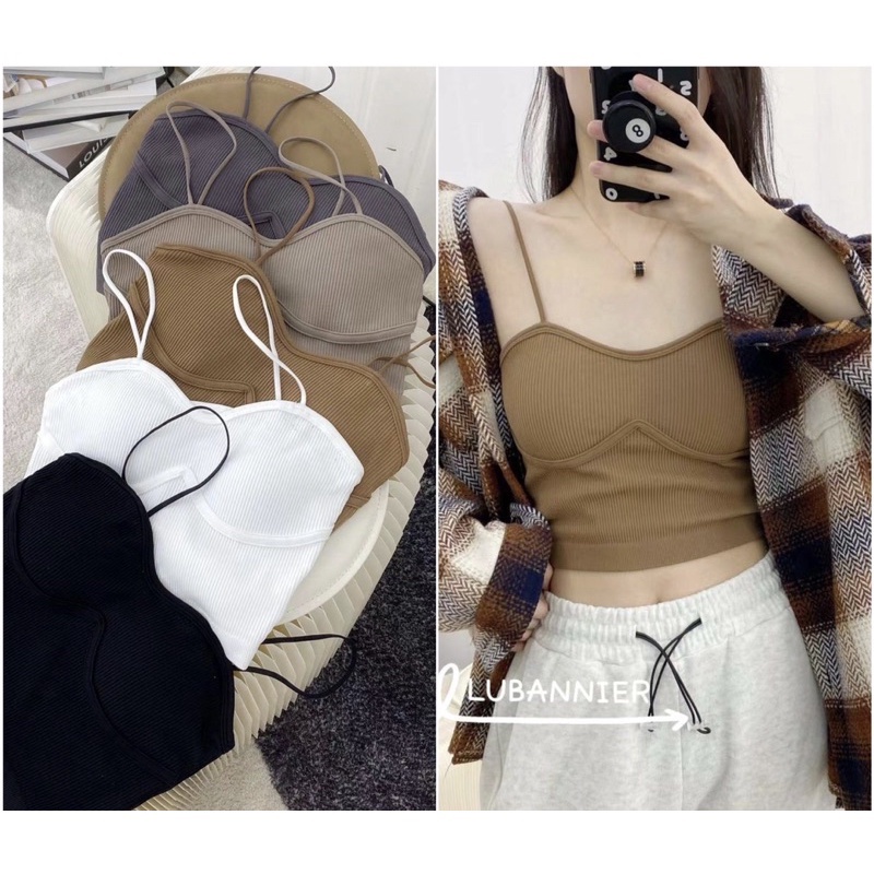 Áo Lót Nữ , Áo Bra Len Tăm Cúp Ngực Dáng Lửng Phong Cách Hàn 2820