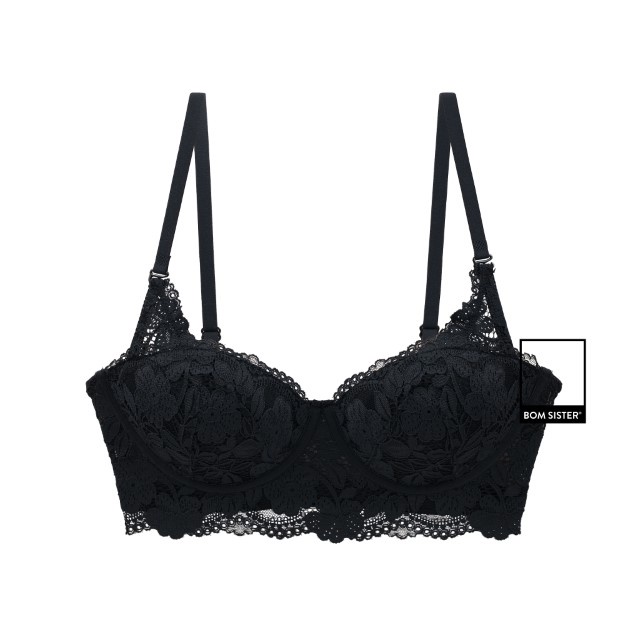 Áo lót không mút có gọng ren hoa màu trơn nâng ngực tự nhiên BOM SISTER MU6001