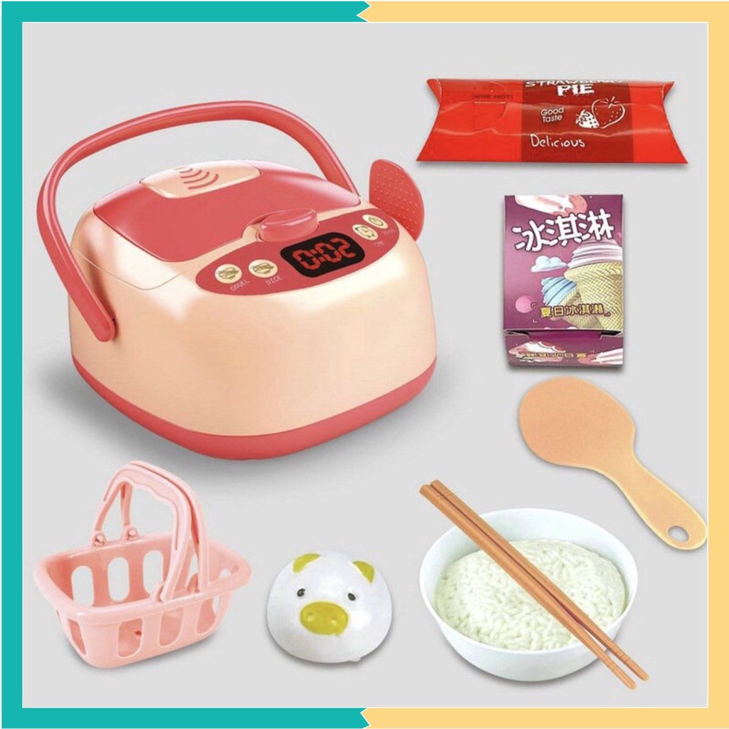 Đồ chơi mô phỏng dụng cụ nồi cơm điện và bếp nấu ăn cho bé gái 2-6 tuổi