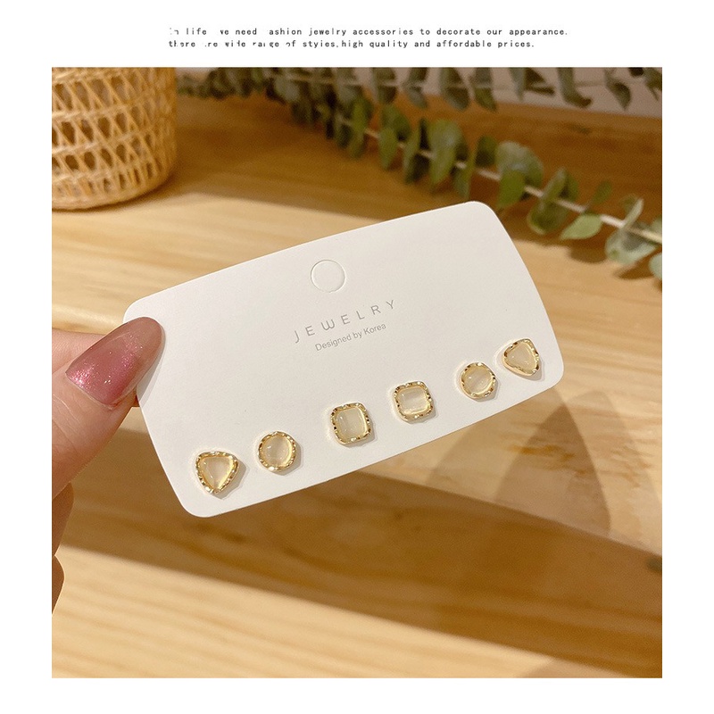 Set 3 Đôi Bông Tai Mạ Bạc S925 Hợp Thời Trang Cho Nữ