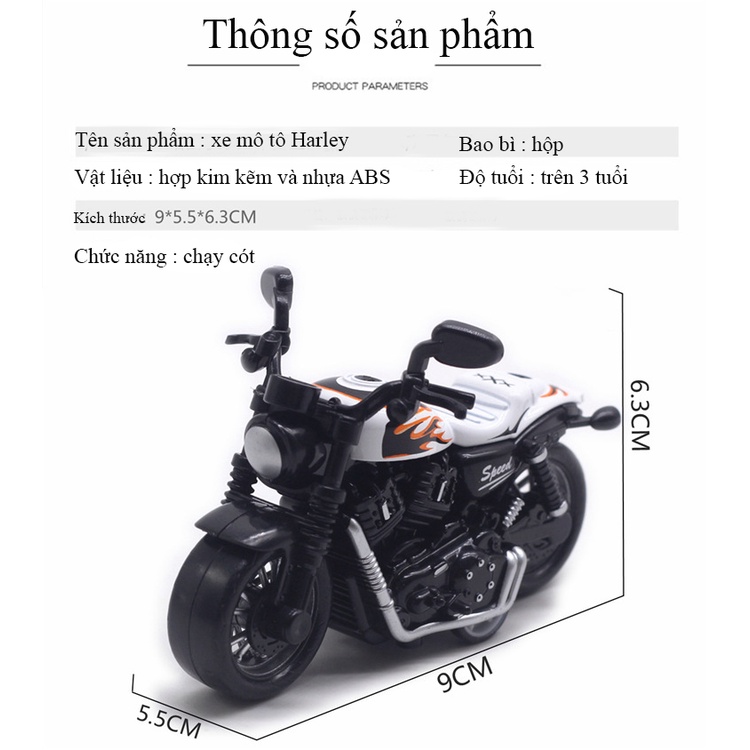 Đồ chơi mô hình xe mô tô Harley Davidson KAVY bằng hợp kim và nhựa chạy cót nhiều màu