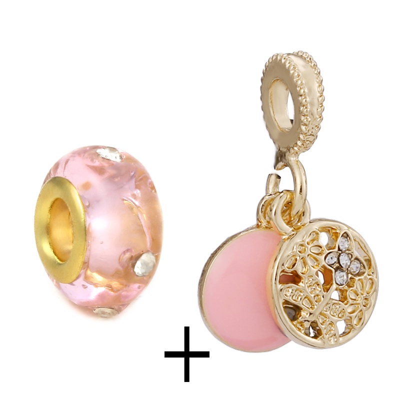 Bộ 2 Mặt Trang Sức Đá Pha Lê Hồng Hình Trái Tim