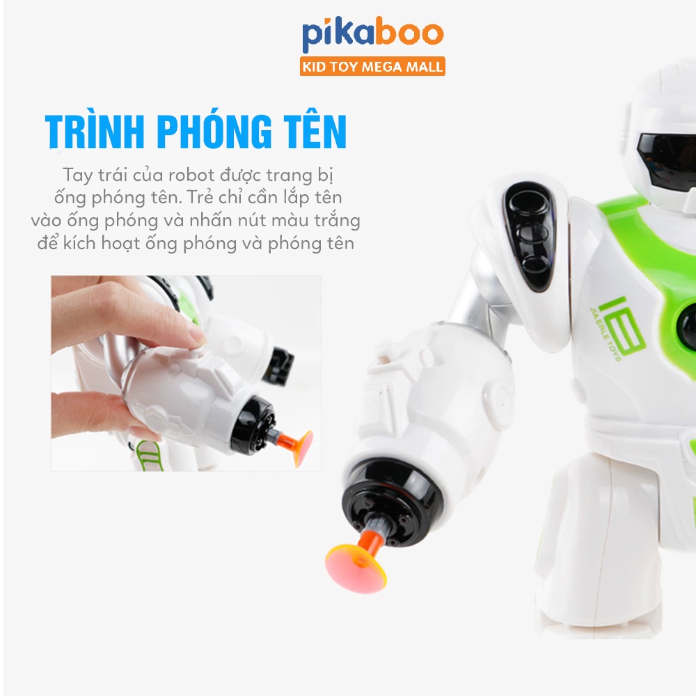 Robot đồ chơi cảnh sát cao cấp Pikaboo có đèn phát sáng và âm thanh kèm 3 mũi tên mút cao su
