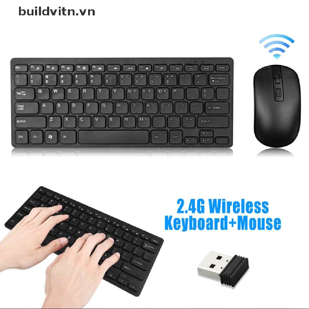 Combo bàn phím mỏng không dây USB 2.4GHZ cho laptop PC