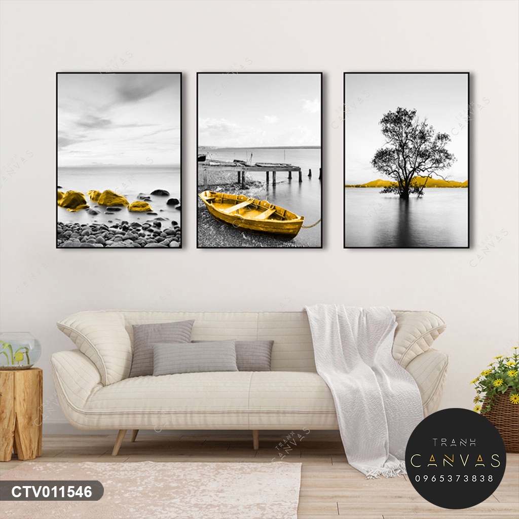 Tranh Canvas Vàng Kim Bộ 3 Tấm