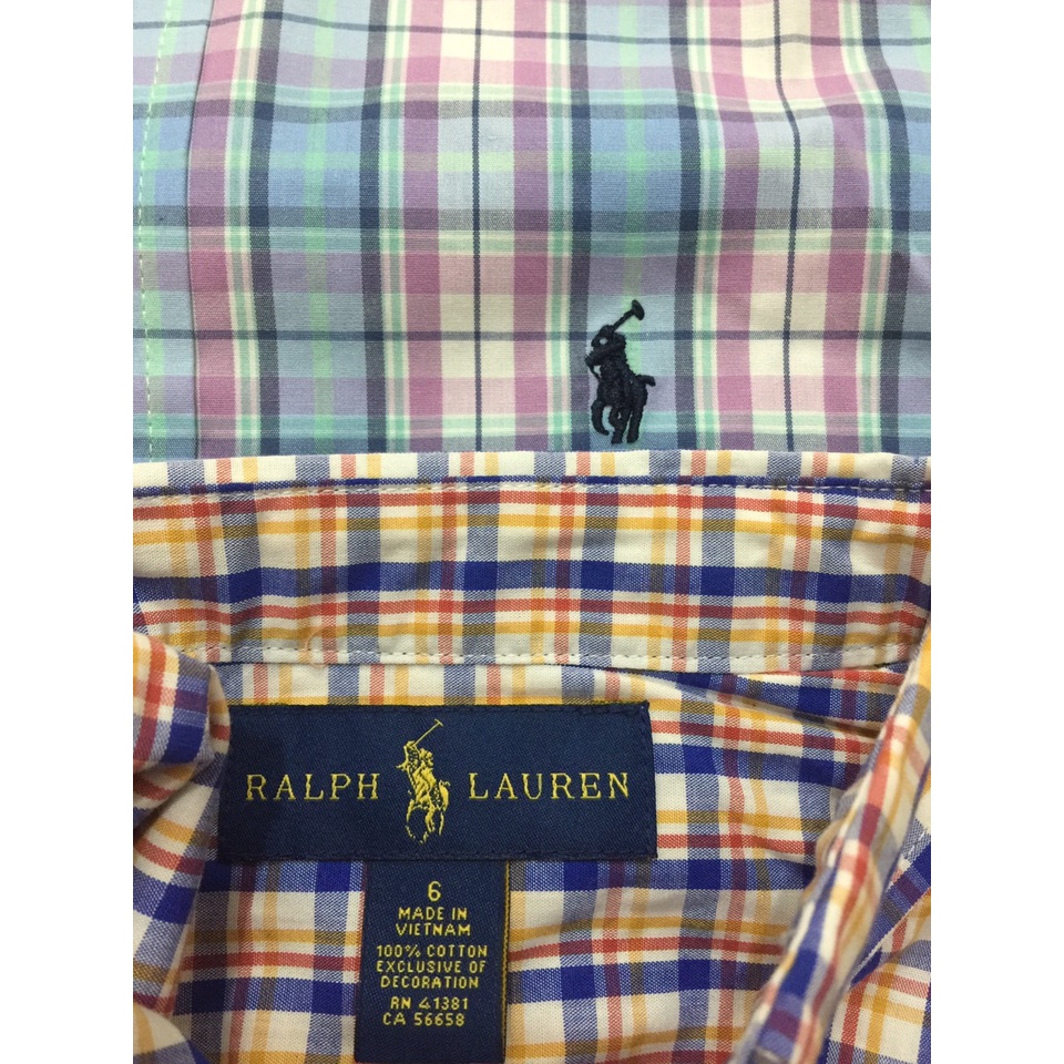 Áo sơ mi kẻ caro bé trai Polo hàng xuất sz 6-12 tuổi bé 14-37kg