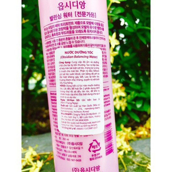 Xịt dưỡng tóc siêu mềm mượt Obsidian Professional Balancing Water Hàn Quốc 250ml (Mẫu mới)
