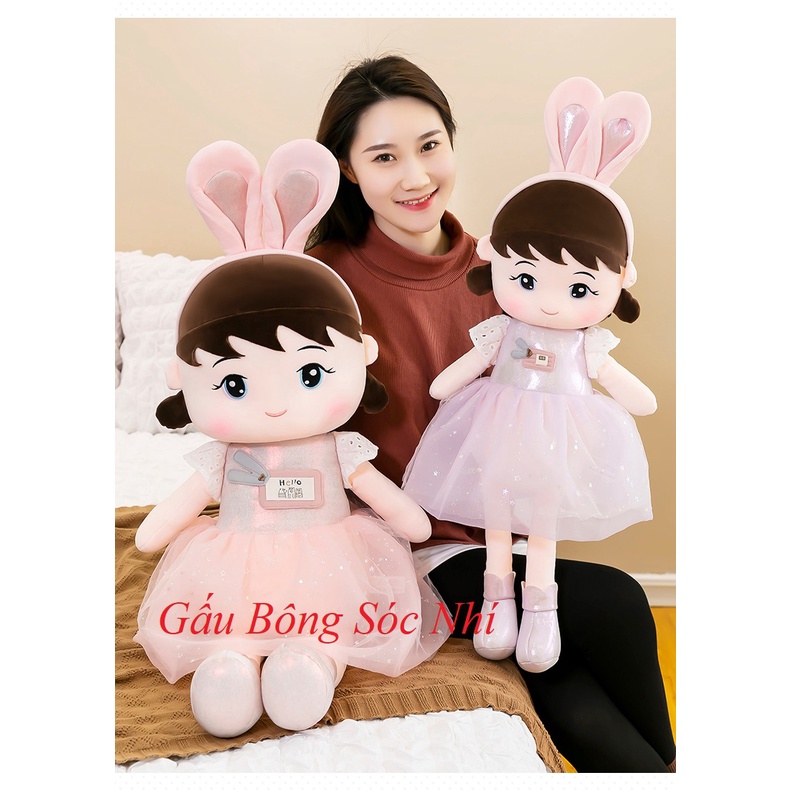 Gấu Bông Búp Bê Tai Thỏ Hàng Cao Cấp Quà Tặng Dễ Thương Cho Bé FREESHIP Tặng kèm đai kháng lực tập thể dục