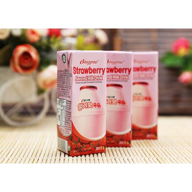 Sữa tươi tiệt trùng hương dưa lưới / dâu / chuối Binggrae 200ml