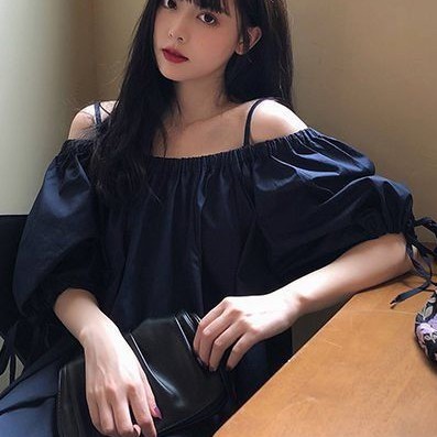 Korean string dress New summer Sexy off-shoulder dress