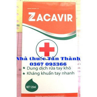 (Chính Hãng) Nước rửa tay khô Zacavir kháng khuẩn nhanh hương lô hội thuần khiết