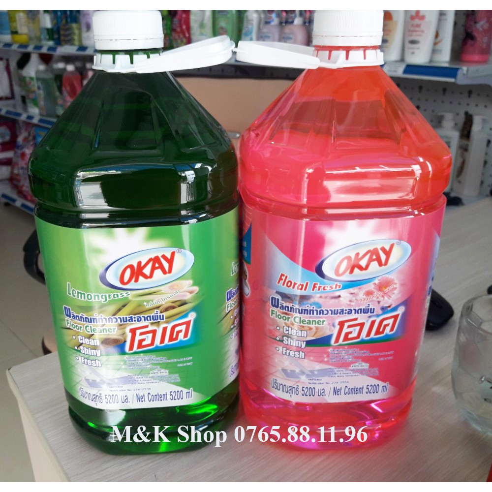 Nước lau sàn OKAY 5.2l tinh chất xả đuổi muỗi và hương hoa dịu nhẹ