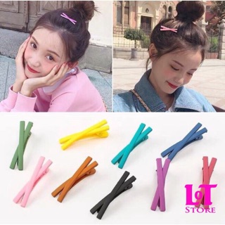 Kẹp tóc nơ,kẹp tóc chữ X màu trơn Hàn Quốc