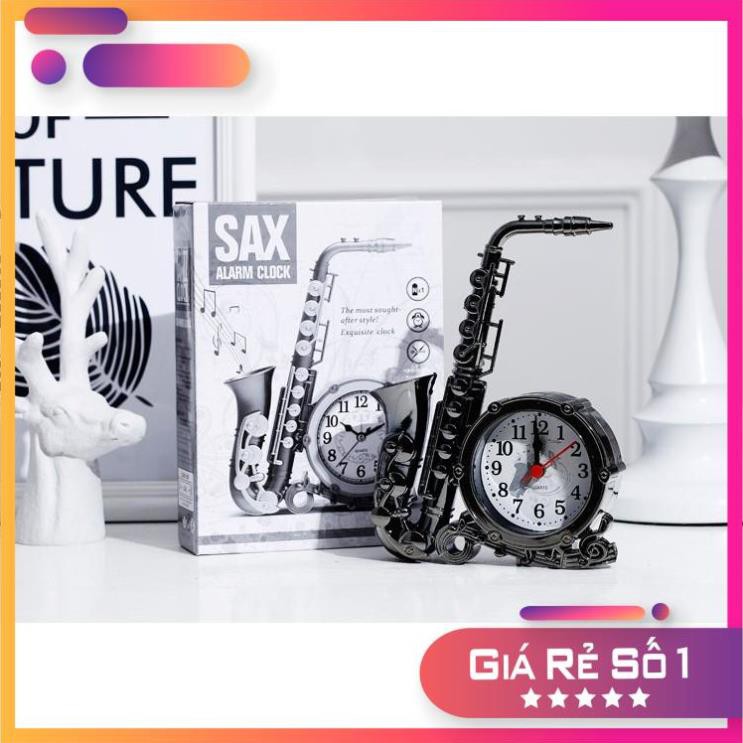 [GIÁ SẬP SÀN] [TẶNG KÈM PIN] Đồng Hồ Báo Thức Hình Kèn saxophone, Đồng hồ để bàn, Đồ lưu niệm độc lạ, Quà tặng ý nghĩa