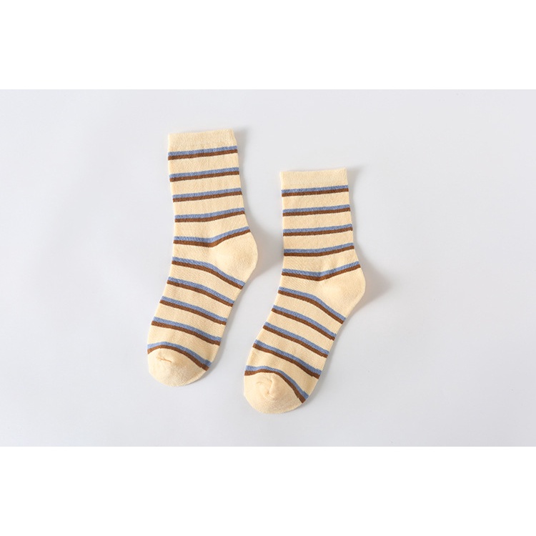 Tất cổ cao, vớ nữ cổ cao caro kẻ sọc chất liệu vải cotton co giãn thoáng khí phối màu dễ thương V-02 – MayTo