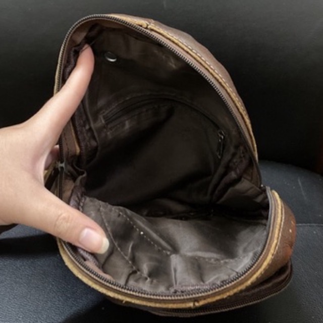 Túi bao tử da mềm dày dặn nhiều ngăn nâu bò