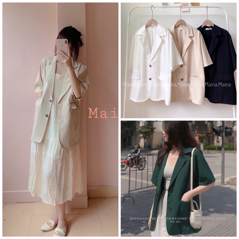 Áo Blazer - Vest Cộc Tay Dáng Rộng Chất Mát (ảnh thật/sẵn)