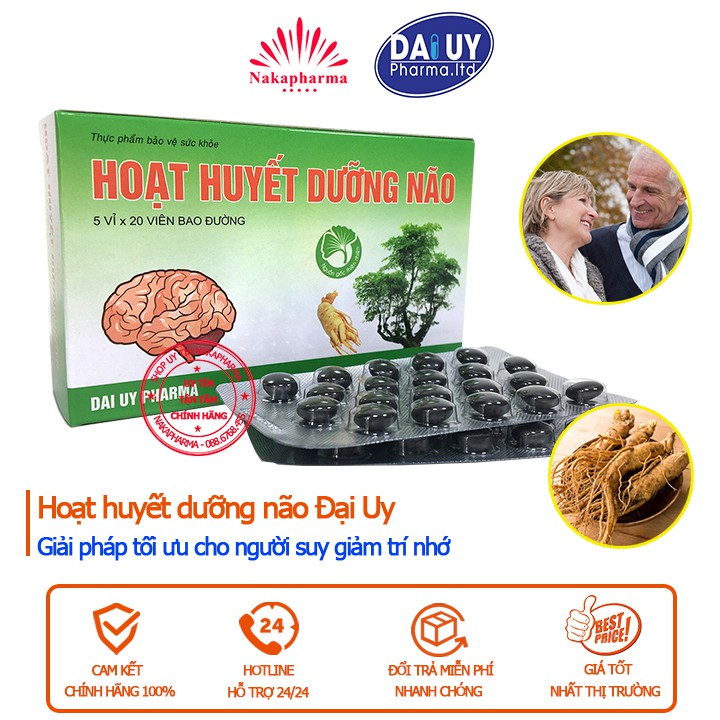 ✅ Hoạt Huyết Dưỡng Não Đại Uy 100v –Hỗ trợ ngừa suy giảm trí nhớ, suy nhược thần kinh, rối loạn tiền đình, kém tập trung