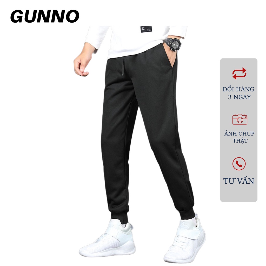 Quần Jogger Thể Thao Nam Nỉ Dày Dặn GUNNO Nam Thu Đông Co Giãn
