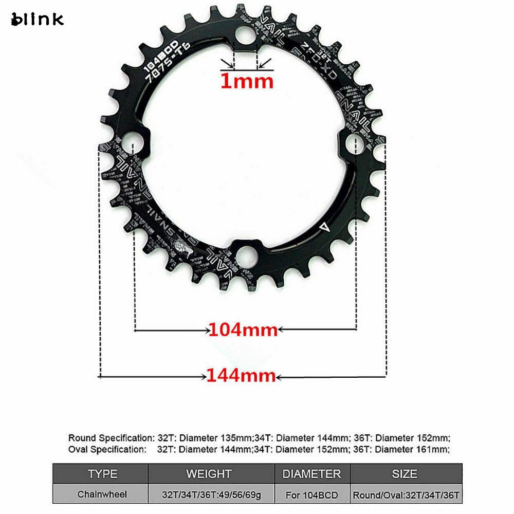 Bánh đĩa xích 104bcd thay thế bằng hợp kim nhôm độ rộng 32T/34T/36T/38T/40T/42T