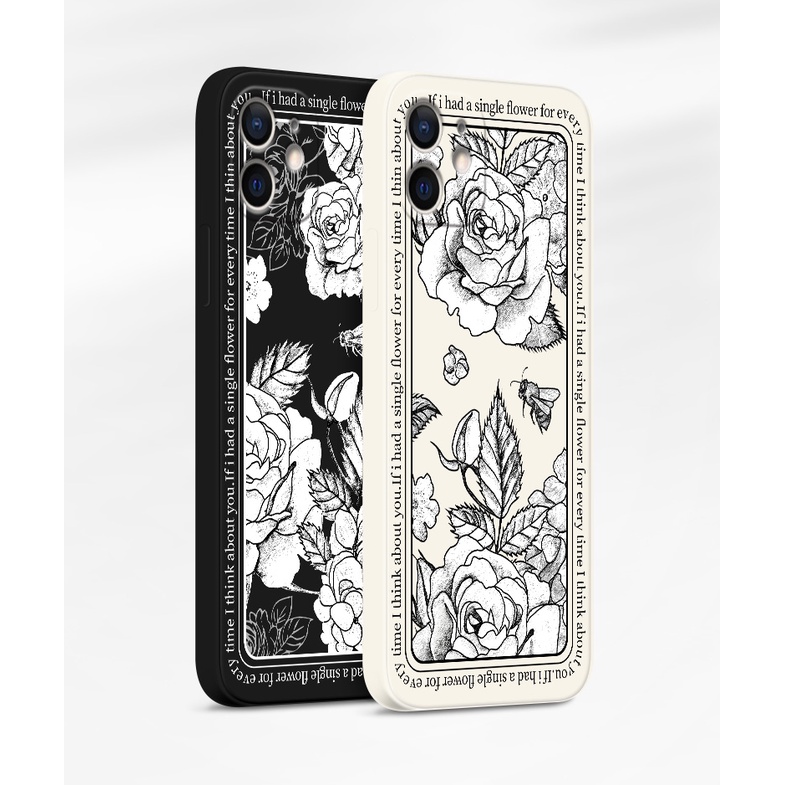 Ốp Điện Thoại Silicon In Hình Hoa Cho iPhone 11 8 plus XS XR 13 pro max SE 6s 11 pro max 7plus 12 mini 6 plus Chống Sốc