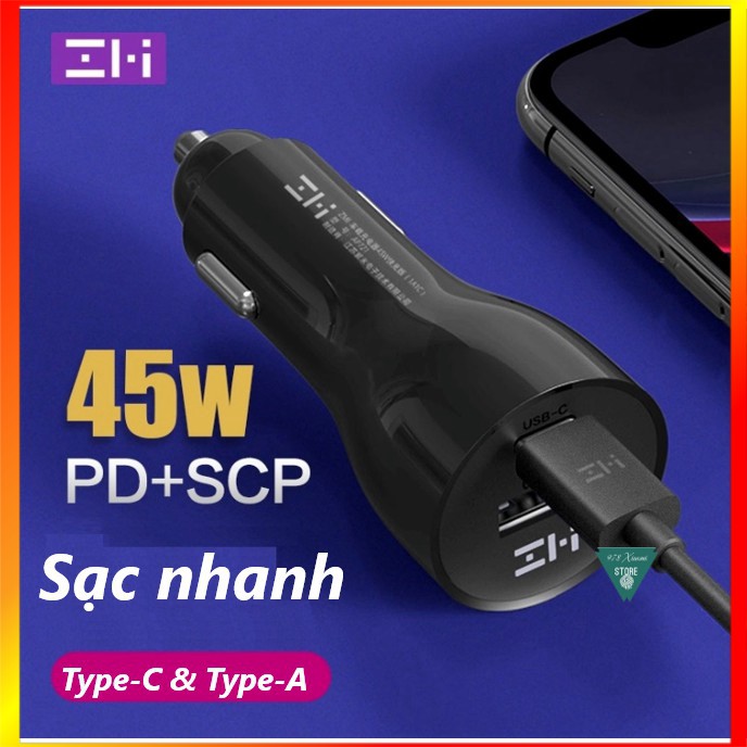 Sạc Ô Tô Nhanh 2 cổng USB 45W Xiaomi ZMI AP721 - Tẩu sạc xe hơi nhanh 45w Xiaomi 2 USB ZMI AP721 - Mr Xiaomi