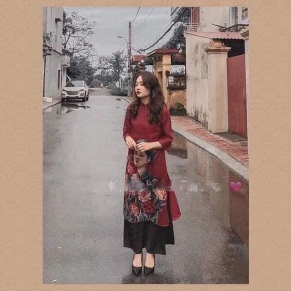 Áo dài cách tân cô gái kèm quần