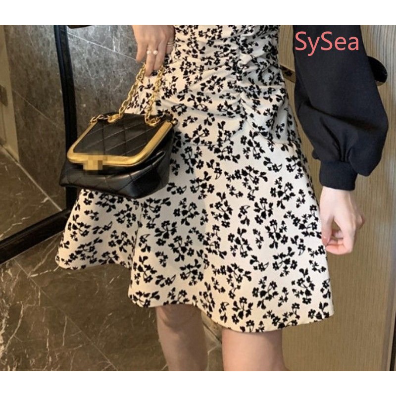 Đầm Hoa Phong Cách Retro Hàn Quốc Cho Nữ