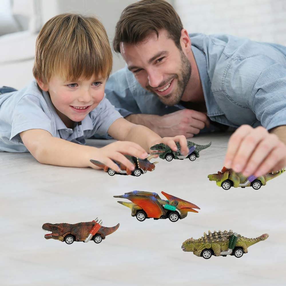 Set 6 Xe Hơi Khủng Long Đồ Chơi Dạng Kéo Lưng Cho Bé Trai 3 Tuổi