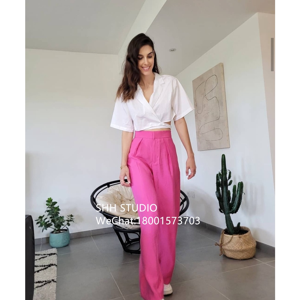 Zara Quần Dài Ống Rộng Lưng Cao Thời Trang Mùa Xuân Thanh Lịch 7385577