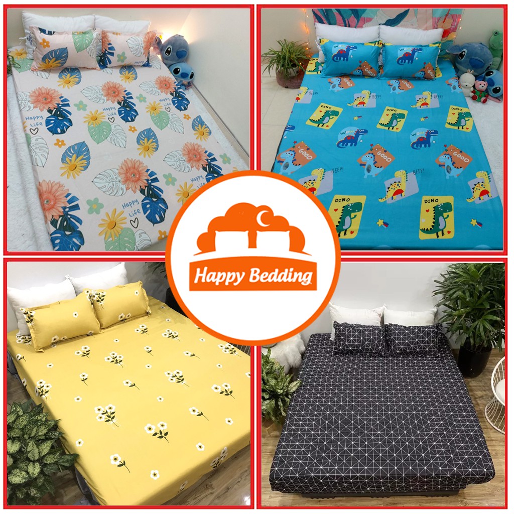 Ga Trải Giường Cotton Poly, Ga Nệm Ga Gối Hè Thu Thun Lạnh Đủ Size - HappyBedding