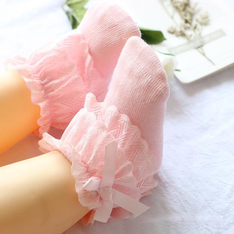 Vớ cotton ren hoa đính nơ dễ thương cho bé gái từ 0-12 tháng tuổi tùy chọn màu sắc