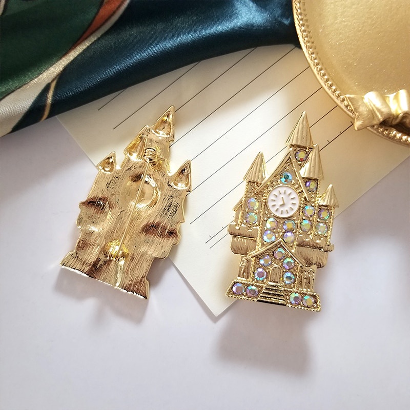 Ghim cài áo hình tòa lâu đài đính đá thời trang cho nữ