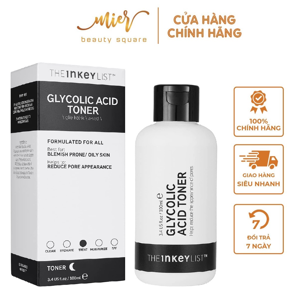 Toner Thu Nhỏ Lỗ Chân Lông, Sáng Da The Inkey List Glycolic Acid Exfoliating Toner 100ml