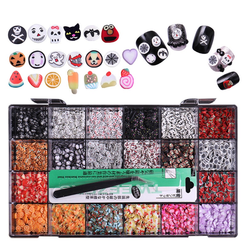 Hộp Phụ Kiện Đá Dán Trang Trí Móng Tay Chủ Đề Halloween