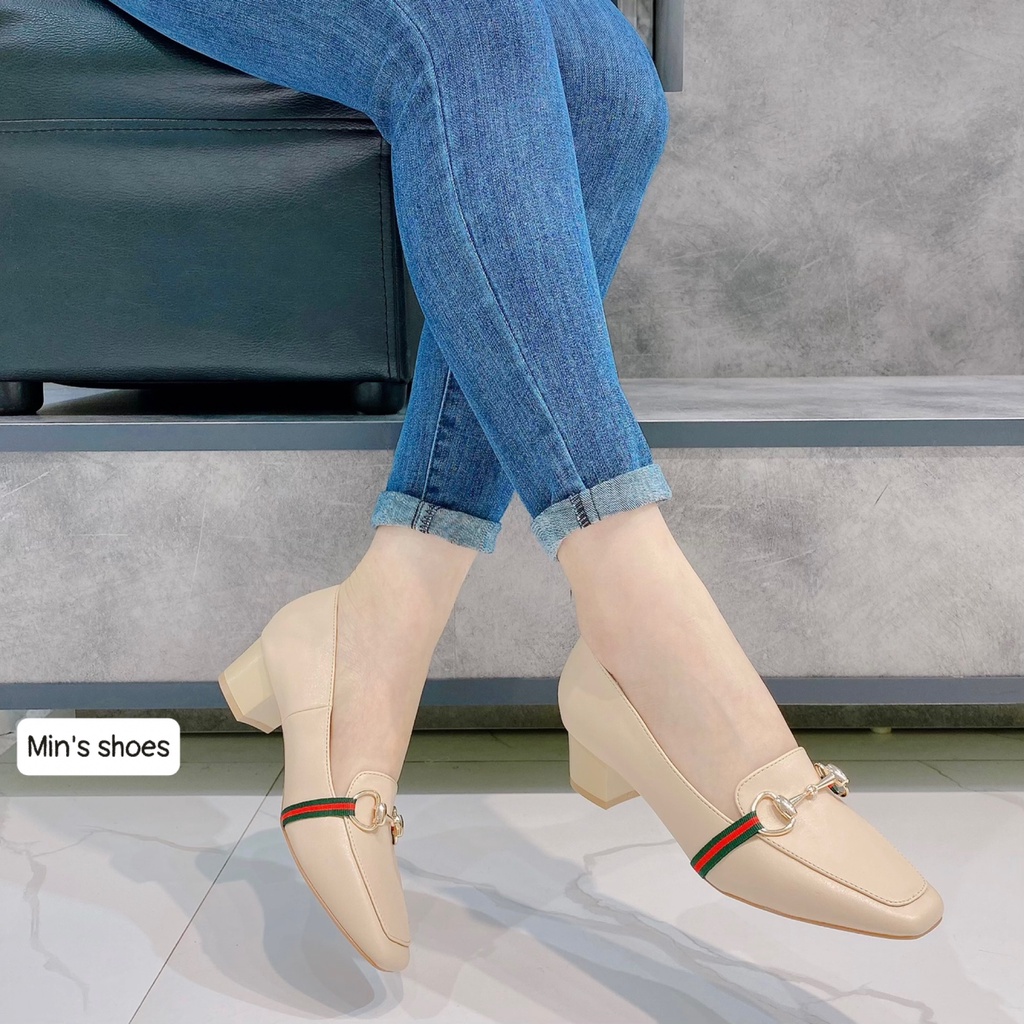 Min's Shoes - Giày Gót Vuông Da Dê Cao Cấp V223