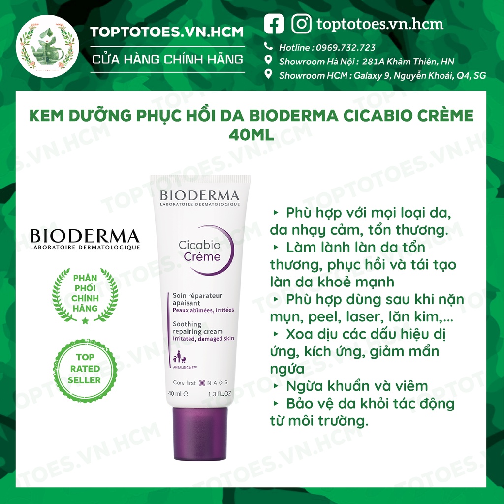 Kem dưỡng phục hồi da tổn thương Bioderma Cicabio Creme 40ML [NHẬP KHẨU CHÍNH HÃNG 100%]