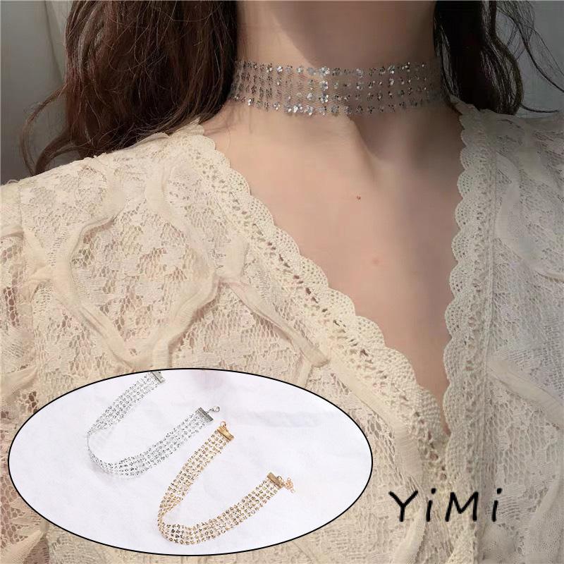 Vòng cổ Đính Kim Sa Lấp Lánh Phong Cách Quyến Rũ Dành Cho Nữ