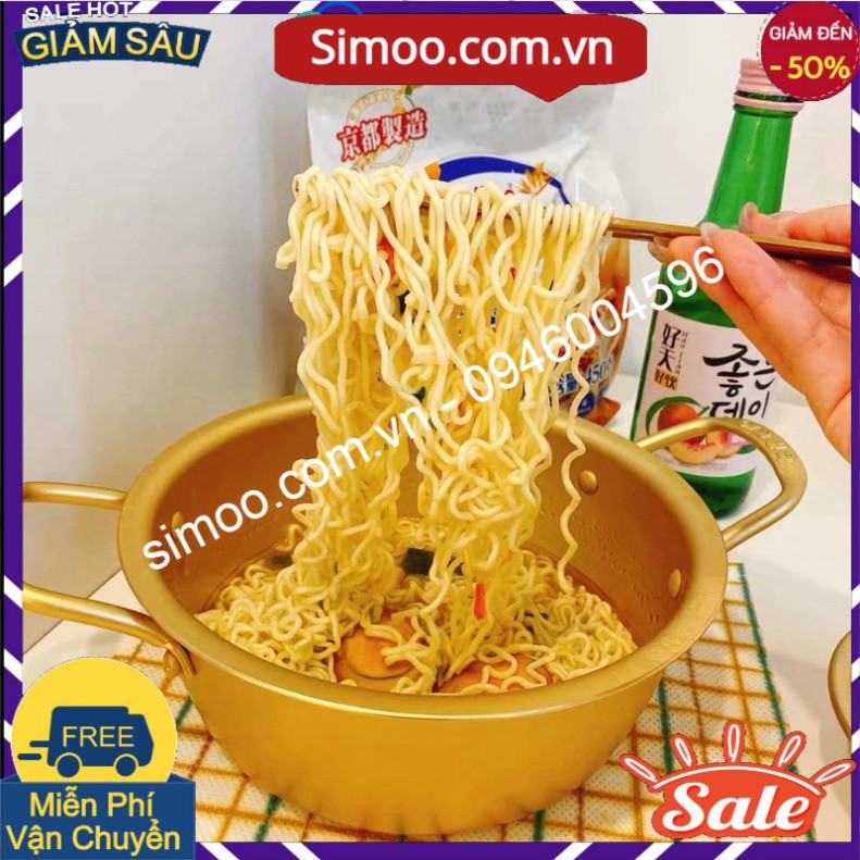 Bộ nồi nhôm nấu mì ăn liền vàng đồng phong cách Hàn Quốc