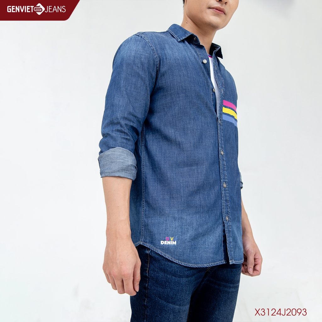Áo Sơ Mi Jeans Dài Tay Nam Thời Trang Genviet X3124J2093