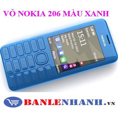 VỎ KHÔNG PHÍM NOKIA 206 MÀU XANH