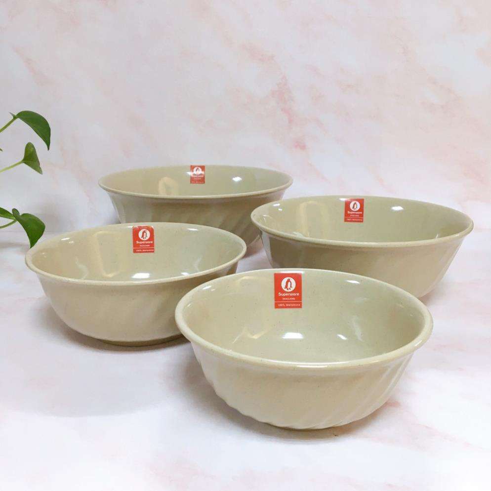 (HÀNG ĐẸP) Bát Canh Viền Nhựa Phíp 100% Melamine Nâu Đá - Stone