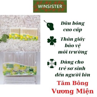 Tăm bông sơ sinh Vương Miện 140 que, tăm bông em bé, tăm bông sơ sinh thân giấy, tăm bông cho bé que giấy
